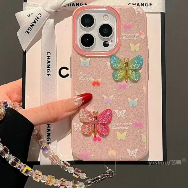 Luxe 3D Crystal Butterfly Case with Beaded Charm