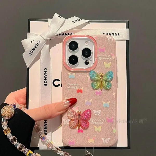 Luxe 3D Crystal Butterfly Case with Beaded Charm