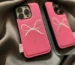 Pink Bow Faux Leather Phone Case