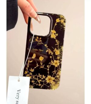 Black Golden Bloom Luxe iPhone Case with Charm