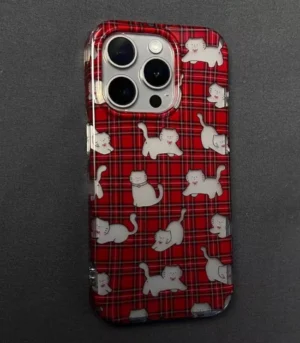 Red Plaid Cat Aesthetic Phone Case